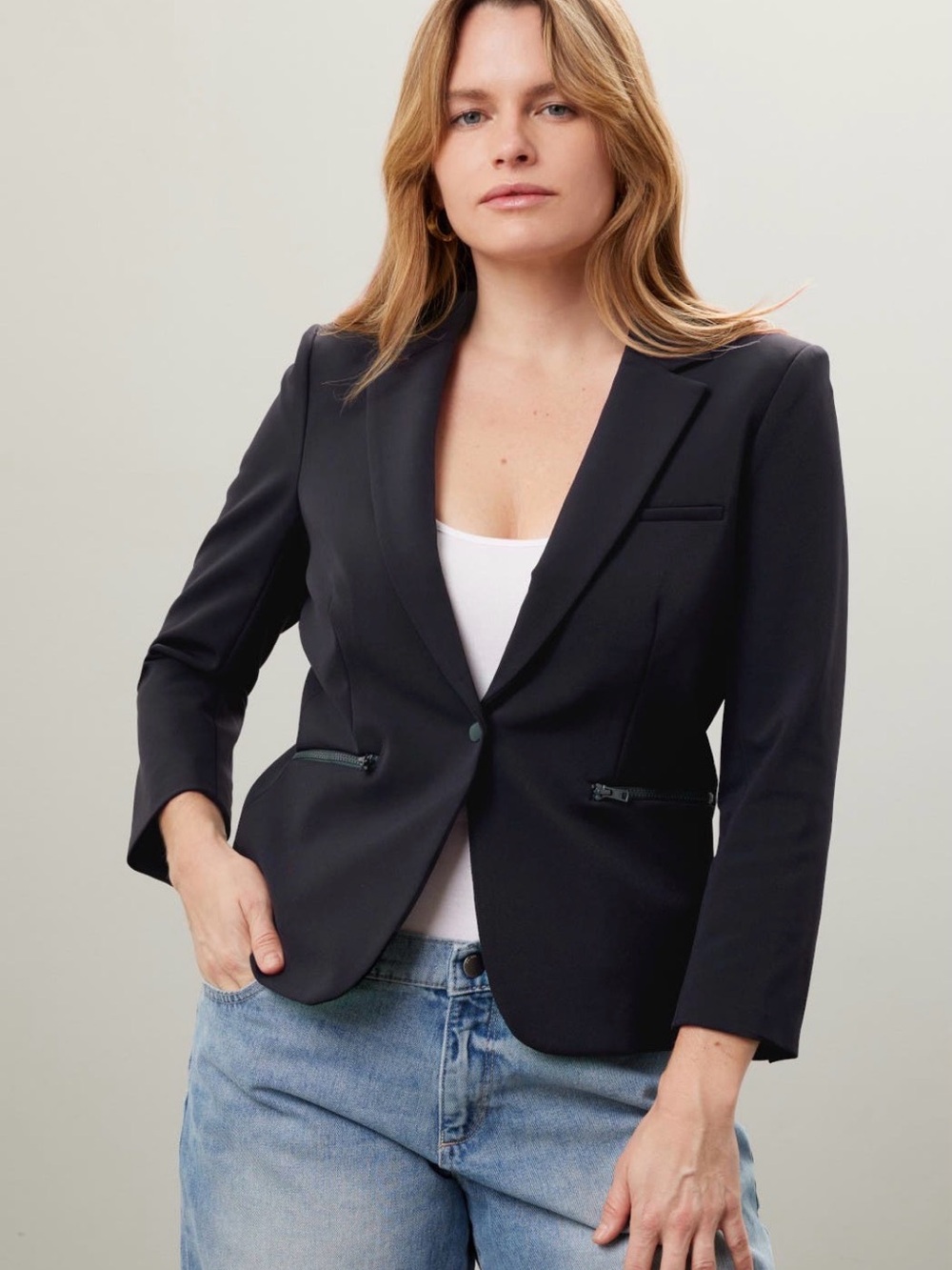 Veronica Beard Black Single-Button Tailored Blazer